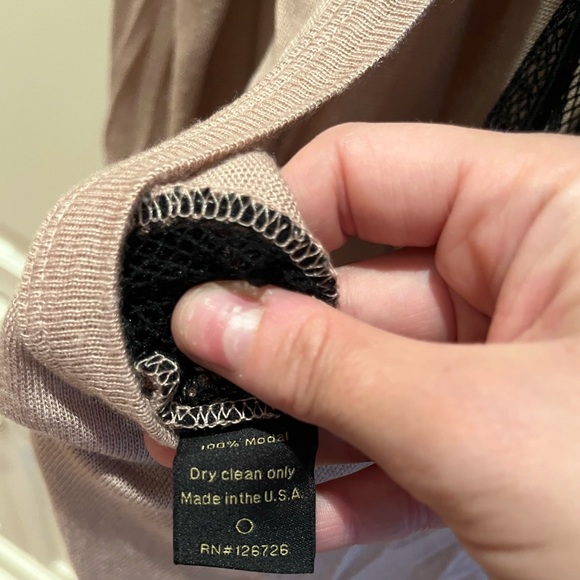 Kain Label Long Sleeve Nude Knit Mini T-Shirt Dress with Mesh Back - Picture 5 of 5